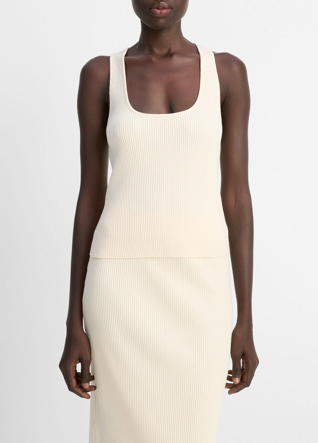 VINCE Sale Ribbed Cotton-Blend Racerback Tank in Shirts & Tees