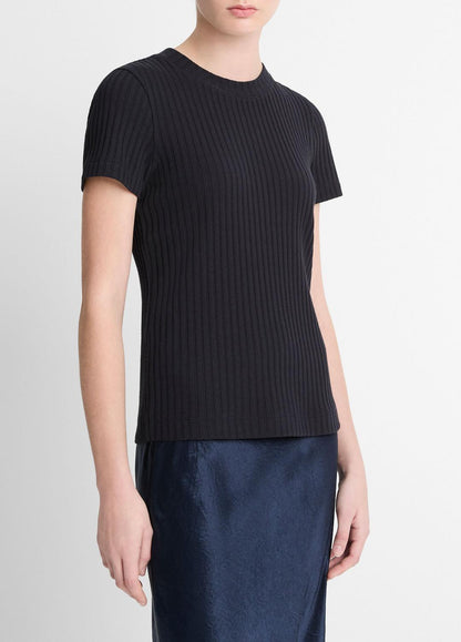 VINCE Sale Ribbed Cotton-Blend Top in Shirts & Tees