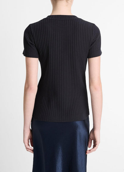 VINCE Sale Ribbed Cotton-Blend Top in Shirts & Tees