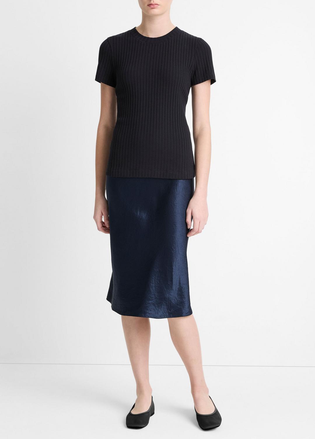 VINCE Sale Ribbed Cotton-Blend Top in Shirts & Tees